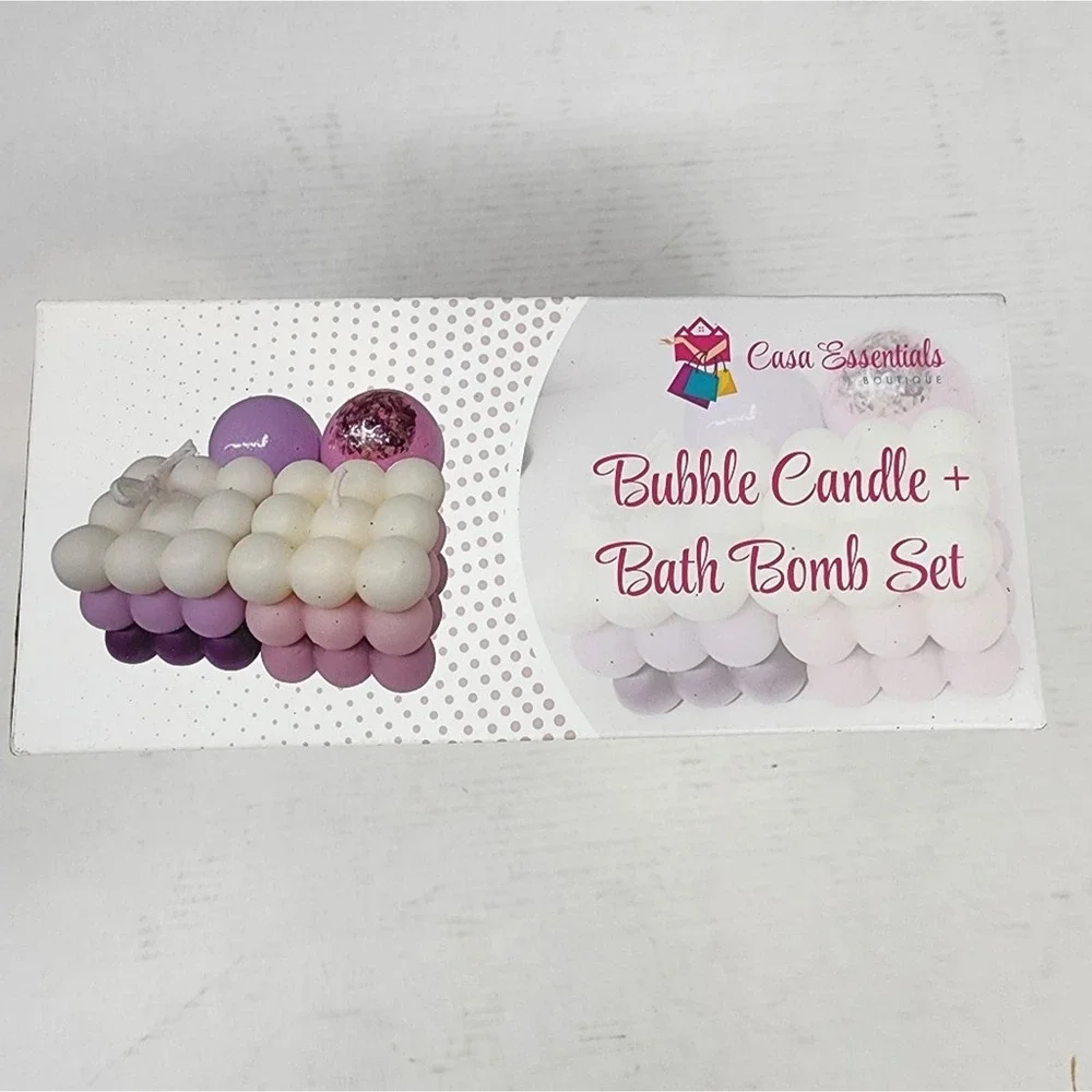Casa Essentials‎ Bubble Candles & Bath Bomb Gift Set New Box Birthday Christmas
